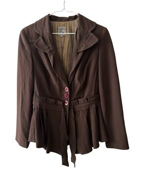 People Like Frank Anthropologie Brown Peplum Jacket with Buttons Women Size XS